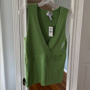 NWT Old Navy Ribbed V-Neck Rib-Knit Tank Top - Bright Green Size XL